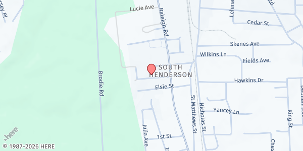 Map showing Cook's Chapel AME Zion at 200 Center Street, Henderson, NC