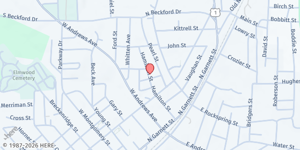 Map showing Green Rural Redevelopment Organization - Main Office at 408 Hamilton St., Henderson, NC