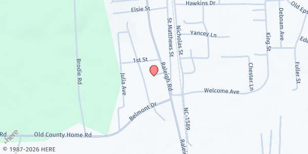 Map showing Lifeline Outreach/Henderson at 2014 Raleigh Rd., Henderson, NC