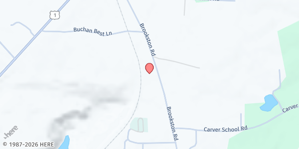 Map showing Mt. Zion Christian Church at 1379 Brookston Road, Henderson, NC