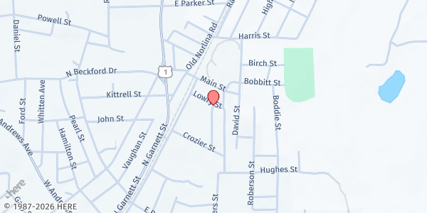 Map showing Mt. Zion Christian Church - Henderson at 995 Burr St., Henderson, NC