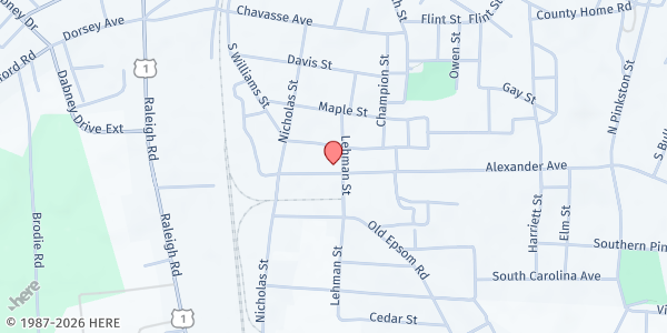 Map showing Salvation Army Henderson at 355 Alexander Avenue, Henderson, NC