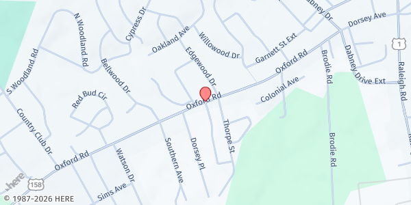 Map showing St. James Missionary Baptist Church at 3005 Old Oxford Rd. Hwy. 158, Henderson, NC