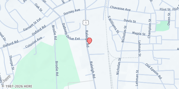 Map showing The Help Center Inc at 415 Raleigh Road, Henderson, NC