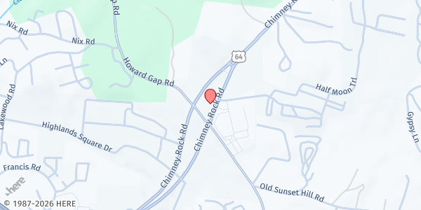 Map showing YMCA Market - Blue Ridge Community Health at 2579 Chimney Rock Road, Hendersonville, NC