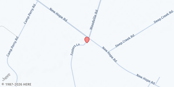 Map showing New Hope UMC at 2098 New Hope Rd, Hertford, NC