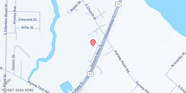 Map showing Open Door Perquimans at 220 D Ocean Hwy. S., Hertford, NC