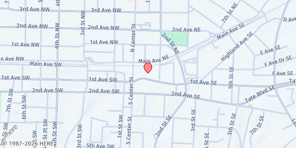 Map showing Greater Hickory at 31 1st Ave SE, Hickory, NC