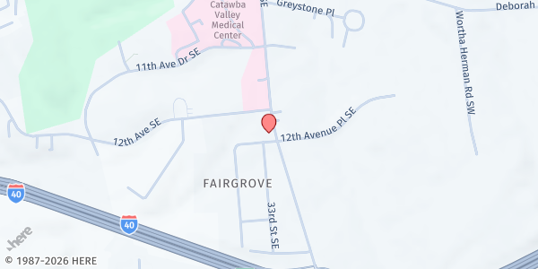 Map showing Hickory Church of Christ at 1218 Fairgrove Church Road Southeast, Hickory, NC