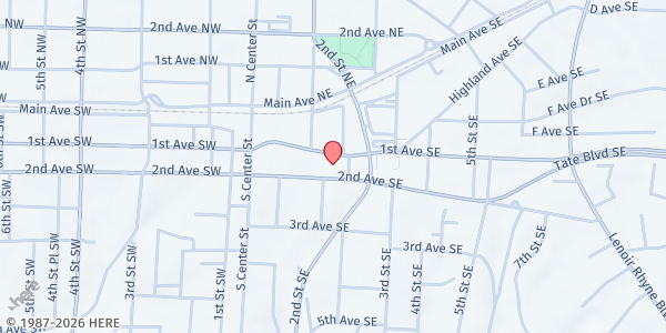 Map showing Hickory Soup Kitchen at 110 2nd Street Place Southeast, Hickory, NC
