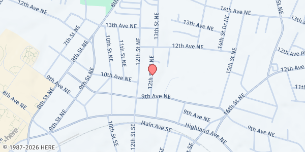 Map showing Highland United Methodist-Footprints at 1020 12th St Place NE, Hickory, NC