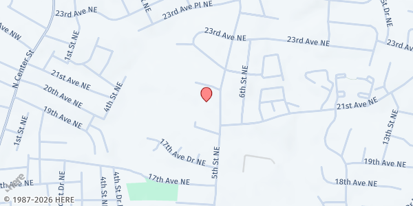 Map showing Huntington Hills Church of God at 2123 5th Street Northeast, Hickory, NC