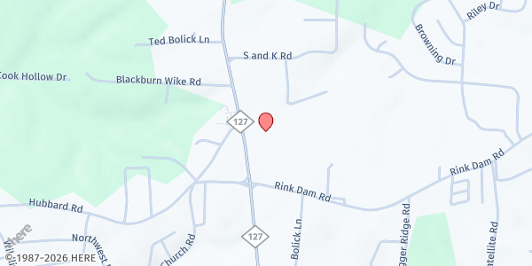 Map showing Mt. Pisgah Lutheran Church - Good Samaritan Food Pantry at 9369 NC-127, Hickory, NC