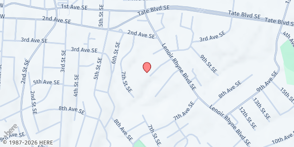 Map showing Salvation Army - Hickory at 750 3rd Ave. Pl. SE., Hickory, NC