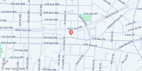 Map showing The Greater Hickory Cooperative Christian Ministry - Food Distribution Center at 31 1st Ave SE, Hickory, NC