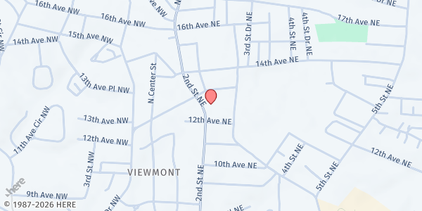 Map showing Viewmont Baptist Church at 1246 2nd Street Northeast, Hickory, NC