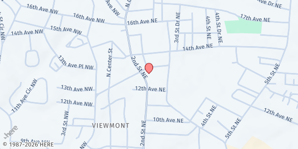 Map showing Viewmont Baptist Church at 1246 2nd St. NE., Hickory, NC