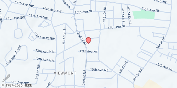 Map showing Viewmont Baptist Church at 1246 2nd St NE, Hickory, NC