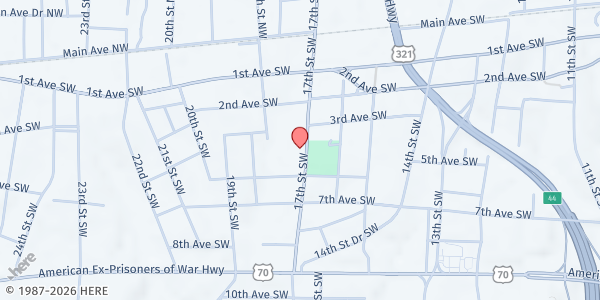 Map showing West Hickory Senior Citizens Center at 400 17th Street Southwest, Hickory, NC