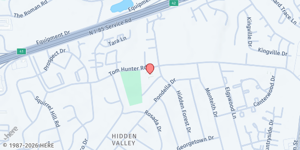 Map showing Northeast Seventh-Day Adventist Church at 827 Tom Hunter Road, Hidden Valley, NC