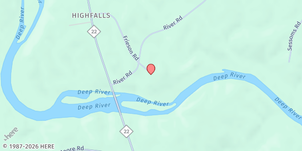 Map showing High Falls United Methodist at 324 Frieson Rd., High Falls, NC