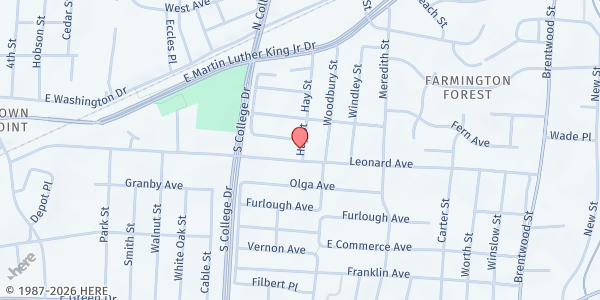 Map showing A Gift of Giving at 1309 Leonard Ave, High Point, NC