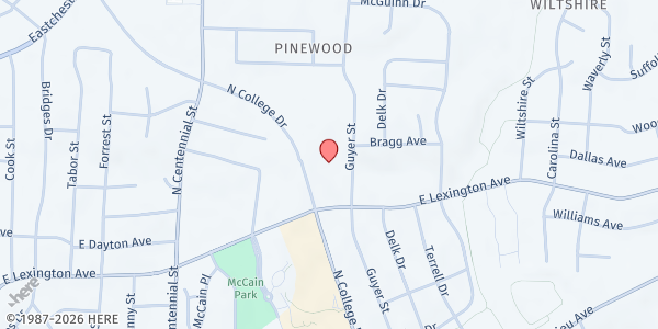 Map showing Christ UMC at 1300 North College Drive, High Point, NC