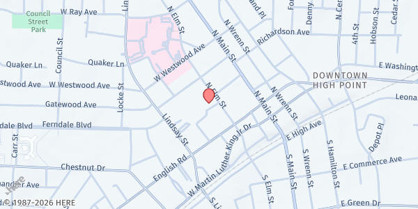 Map showing Guilford County - Food Pantries at 201 Church Avenue, High Point, NC