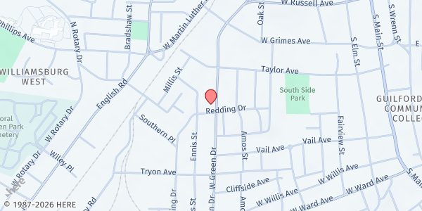 Map showing Lydia House Resource Center at 830 West Green Dr., High Point, NC