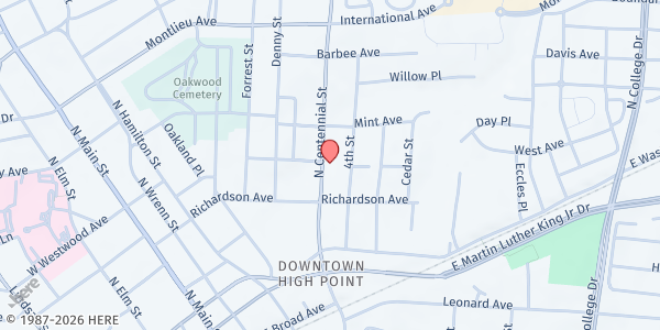 Map showing Open Door Ministries - Father's Table at 400 N Centennial St, High Point, NC