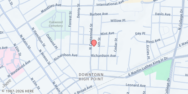 Map showing Open Door Ministries - Father's Table at 400 N Centennial St, High Point, NC