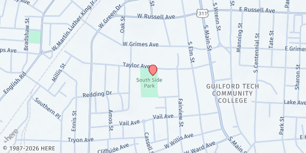 Map showing Piedmont Health Services & Sickle Cell Agency at 401 Taylor Ave, High Point, NC