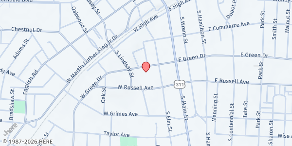 Map showing The Salvation Army - High Point at 301 W Green Dr, High Point, NC