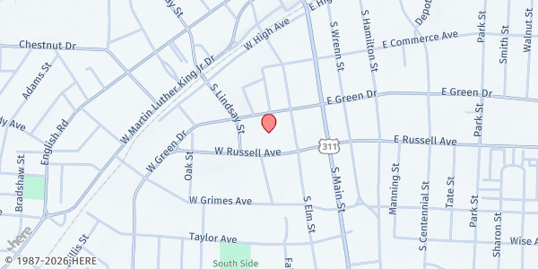 Map showing The Salvation Army - High Point at 301 W. Green Dr., High Point, NC