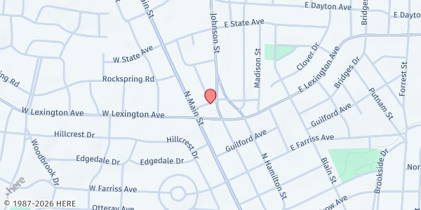 Map showing Triad Food Pantry at 1311 Johnson St, High Point, NC