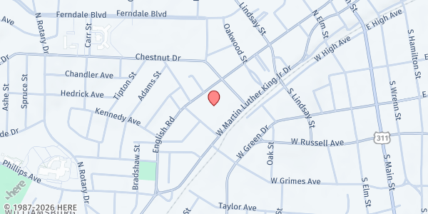 Map showing West End Ministries at 903 English Rd., High Point, NC