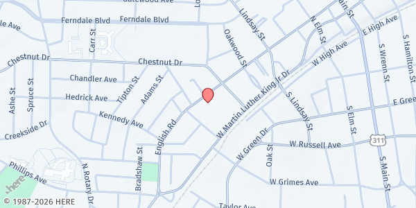 Map showing West End Ministries Food Distribution Center at 901 West English Road, High Point, NC