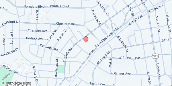 Map showing West End Ministries - Pantry at 903 English Rd., High Point, NC