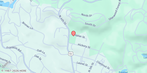 Map showing Highlands Emergency Council at 71 Poplar St., Highlands, NC