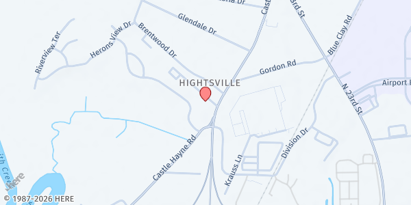 Map showing Mama J's Helping Hand at 1611 Castle Hayne Rd., Hightsville, NC