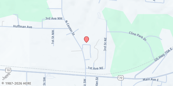 Map showing East Burke United Christian Ministries at 103 3rd Ave., Hildebran, NC