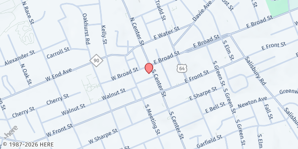 Map showing Hildebran United Methodist Church at 110 S. Center St., Hildebran, NC
