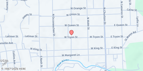 Map showing Friends of Orange County DSS - Hillsborough at 300 W. Tryon St., Hillsborough, NC