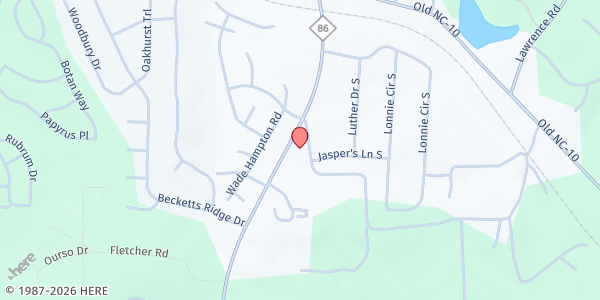 Map showing Hillsborough Church Of God at 2412 NC-86, Hillsborough, NC