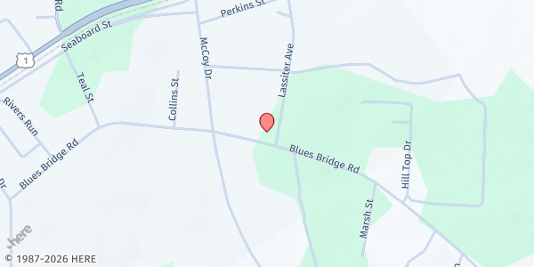 Map showing Southern Mission Ministries at 267 Blues Bridge Rd., Hoffman, NC