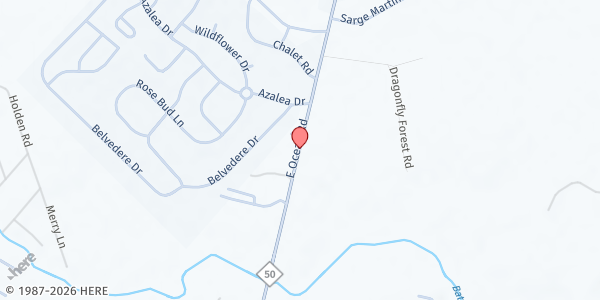 Map showing Holly Ridge COG at 1021 E. Ocean Rd., Holly Ridge, NC