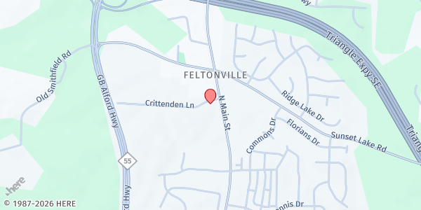 Map showing New Life Community Church at 3115 Crittenden Lane, Holly Springs, NC