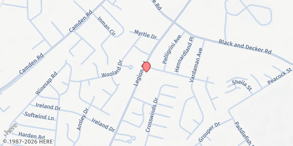 Map showing Breezewood COG of Prophecy at 3321 Legion Rd., Hope Mills, NC