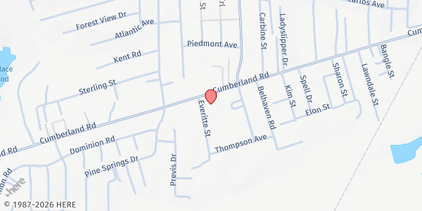 Map showing Faymont Baptist Church at 3663 Cumberland Rd., Hope Mills, NC