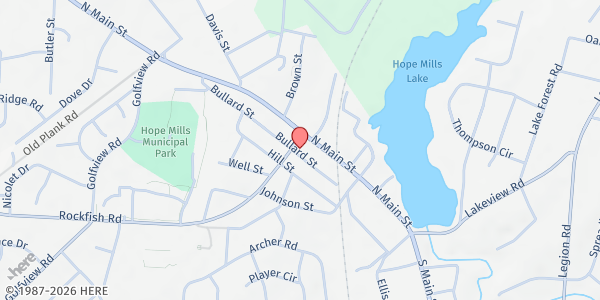 Map showing Refuge Pentecostal Church at 5601 Rockfish Rd., Hope Mills, NC